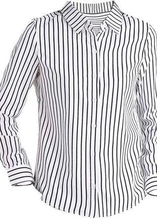 Chic Women's Striped Polo Collar Long-Sleeve Polyester Slim Fit Blouse