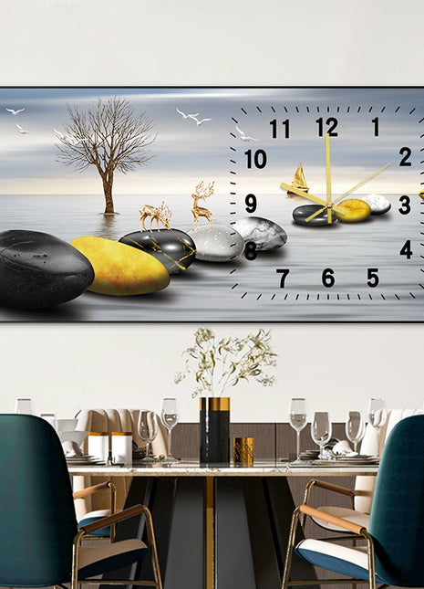 Creative clock wall clock for living room sofa background wall painting Fortune and Prosperity