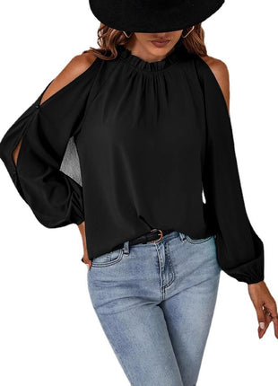 Fashionable High-Collar Long-Sleeve Demi-Season Top European City Style