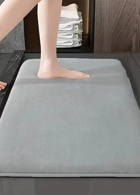 Cross-Border Temu Pure Color Coral Velvet Bathroom Floor Mats Bathroom Door Absorbent Foot Mats Stain-Resistant Anti-Slip Foot Mats