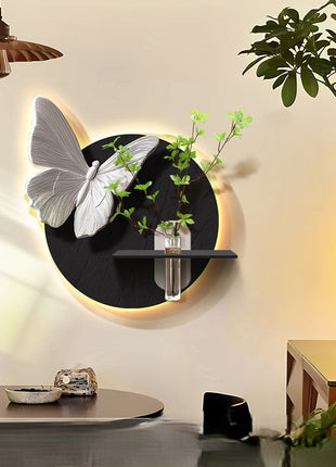 Black and white minimalist restaurant or home decorative painting with light or without light 40*40 + Standard (non-illuminated) + Frameless 3D sandstone painting + Glass vase + Artificial greenery