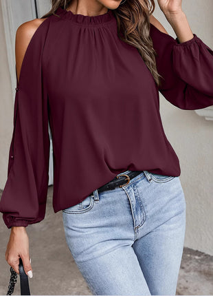 Fashionable High-Collar Long-Sleeve Demi-Season Top European City Style
