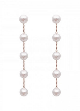 Elegant Korean Fashion Pearl Chain Tassel Dangle Earrings for Women