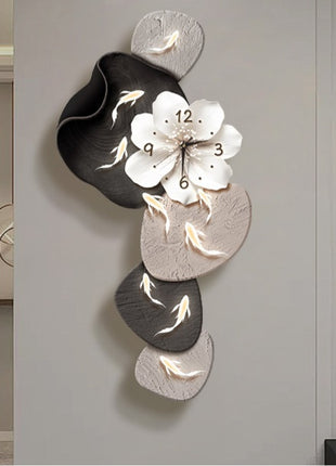 Modern minimalist nine-fish pattern living room clock, creative Clock