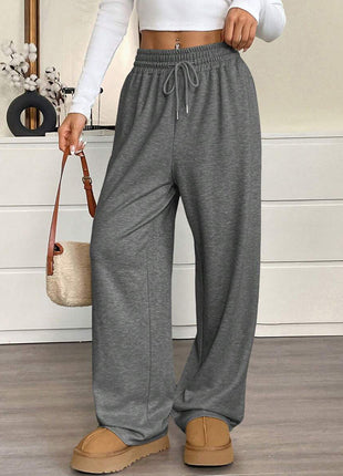 Women's Demi-Season Loose Fit Wide Leg Trousers with Pockets - European Style