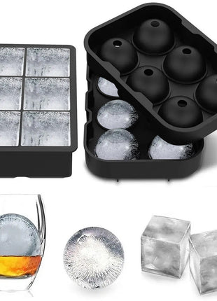 Versatile Silicone Ice Cube Molds - Easy Release Spherical & Square Trays for Beverages