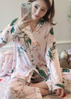 S foundation green leaf cardigan long set