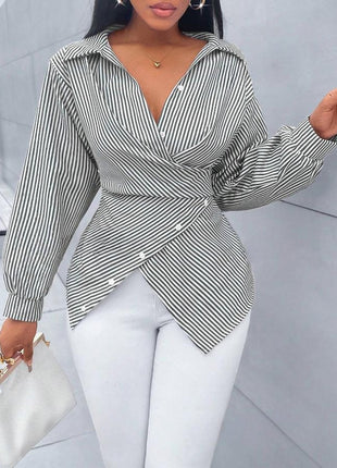 Chic European Style Long Sleeve Polyester Shirt for Women's Spring Summer