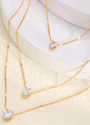 Elegant European Style Layered Necklace with Heart Star Pendants for Women