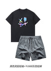 BLACK SMILEY + 668 GRAY SHORTS / XS