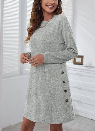 Stylish Solid Oversize Long Sleeve Mini Dress for Autumn Casual Wear