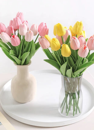 Lifelike PU Mini Tulip Artificial Flowers for Home Decor & Photography Props