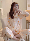 S orange cardigan long set