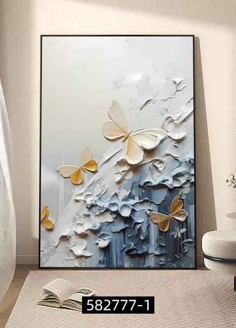 1pc Framed Canvas Wall Art - Modern Classic Floral Botanical Print with White Flowers & Pampas Grass, Neutral Beige & White Framed Decor for Living Room, Bedroom, Office, Dorm - Ready-to-Hang Home Decor Gift