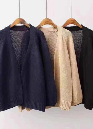 Chic Korean Style Loose Knit Cardigan Sweater Jacket for Women Autumn Fashion