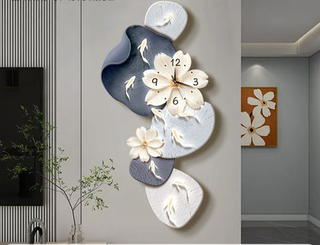 Modern minimalist nine-fish pattern living room clock, creative Clock