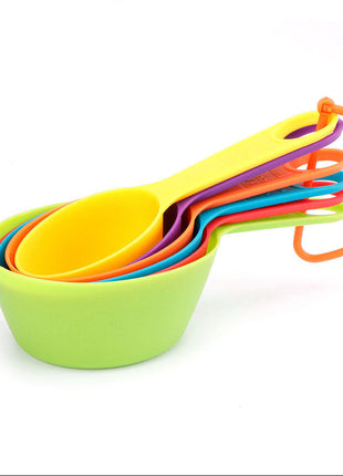 Vibrant Rainbow Plastic Measuring Spoons & Cups Set - 12 Piece Baking Kit