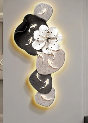 Modern minimalist nine-fish pattern living room clock, creative Clock