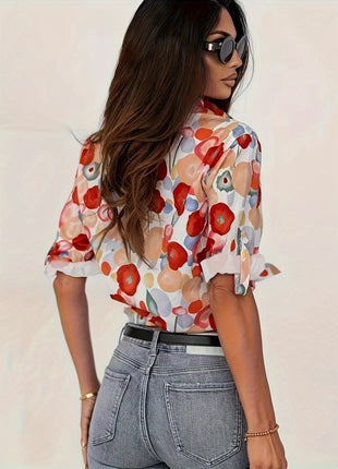 Vibrant Floral 3D Print Women's Long Sleeve Cardigan Blouse Top Shirt