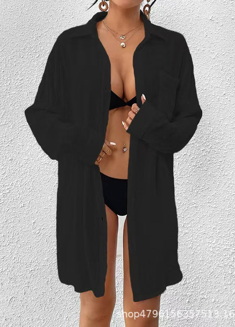 Loose Fit European Style Bamboo Shirt Beach Cover-Up for Women Casual Wear