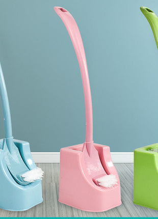 Toilet Brush with No Dead Angles, Plastic Toilet Cleaning Brush with Extended Handle, Easy-To-Use Toilet Brush Set with Base