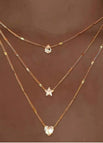 Three-layer love/water drop necklace—gold