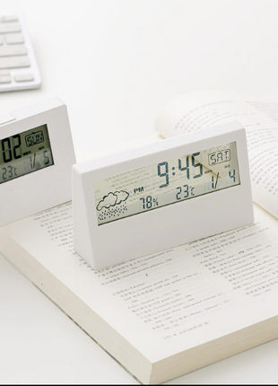 Smart LED Digital Desktop Clock with Silent Alarm, Weather Display & Calendar