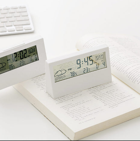 Smart LED Digital Desktop Clock with Silent Alarm, Weather Display & Calendar