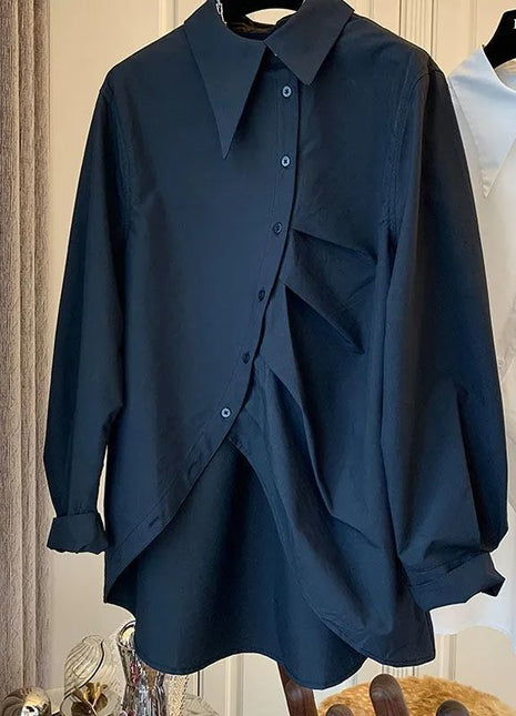 Chic Asymmetrical Plus Size Oversize Loose Fit Women's Long-Sleeve Cardigan Shirt