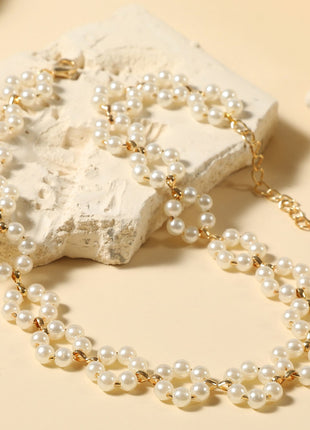 Trendy Pearl Flower Choker Necklace for Women, Creative Short Chain