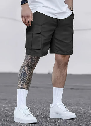 3-Piece Summer Casual Shorts Men's Loose Cargo Pants Solid Color Set Men's Retro Workwear