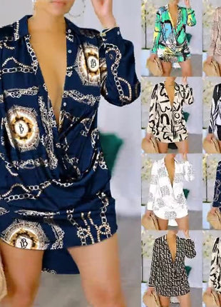 Chic European V-Neck Long-Sleeve Shirt for Women - Relaxed Fit Blouse