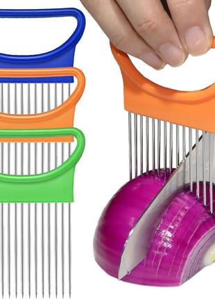 Stainless Steel Vegetable Slicer Holder, Onion Needle, Meat Tenderizer Tool