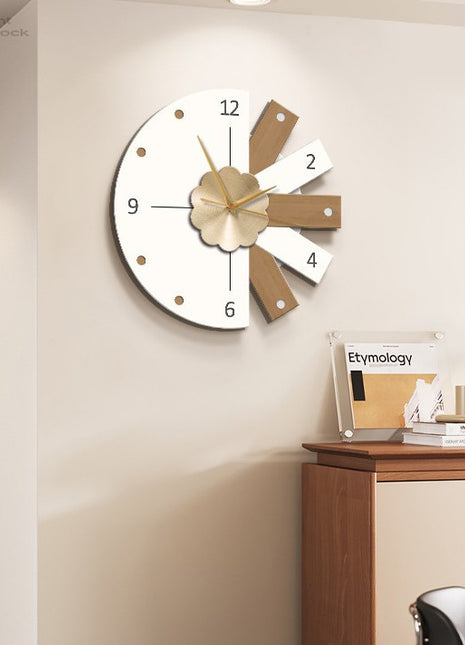 Creative living room wall clock, modern and luxurious,  Super Silent Quartz Movement, No Ticking, Artificial Wood Construction, Perfect for Living Room, Bedroom, Kitchen, Coffee Bar Decor - Unique Home Gift and Festival Decoration