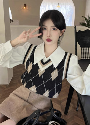Chic Women's Long Sleeve Polo Collar Shirt - Elegant White, Versatile Style Top
