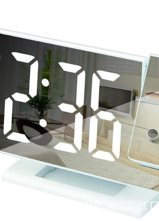 Smart LED Projection Alarm Clock with USB, Digital Mirror Display, Thermometer & Auto-Brightness