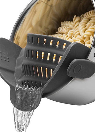 Flexible Silicone Clip-On Kitchen Strainer for Pasta, Vegetables & Fruits