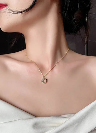 Elegant Korean Style Light Luxury Chain Necklace for Women, Simple Geometric Alloy Design