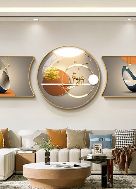 2D Flat, 3pcs 2D Flat New HD special-shaped rounded corner decorative painting, Mountain art prints, modern wall art prints, light luxury high-end modern decorative paintings, geometric wall art