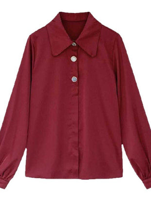 Chic Spring White Loose Fit Western Style Plus Size Long Sleeve Shirt