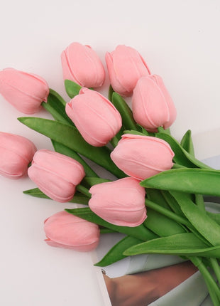Lifelike PU Mini Tulip Artificial Flowers for Home Decor & Photography Props