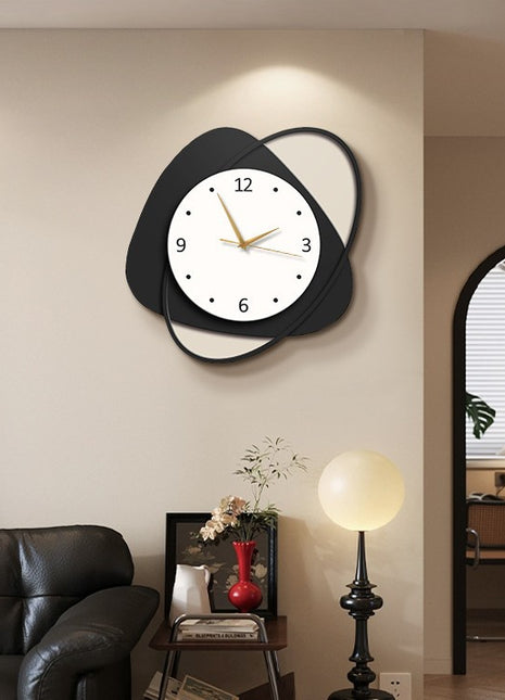 Creative living room wall clock, modern and luxurious,  Super Silent Quartz Movement, No Ticking, Artificial Wood Construction, Perfect for Living Room, Bedroom, Kitchen, Coffee Bar Decor - Unique Home Gift and Festival Decoration