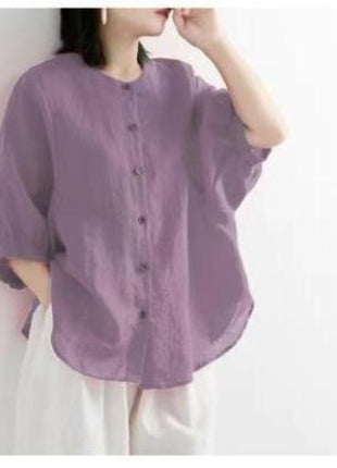 Boho Chic Cotton Linen Lantern Sleeve Blouse - Loose Fit Plus Size Summer Shirt