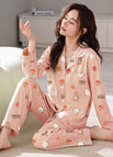 S peach bear long cardigan set