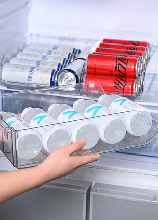 Kitchen Refrigerator Beer and Cola Can Transparent Organizer Retractable Beverage Storage Box