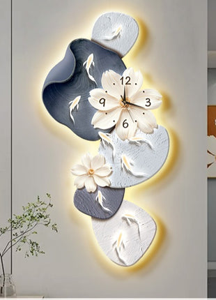 Modern minimalist nine-fish pattern living room clock, creative Clock