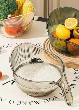 Multifunctional Kitchen Rice Washer Sieve & Vegetable Draining Basket with Handle