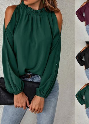 Fashionable High-Collar Long-Sleeve Demi-Season Top European City Style