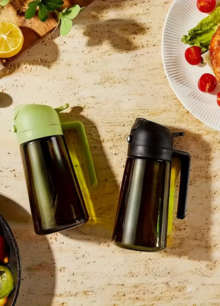 Large Glass Oil Spray & Pour Kettle, Two-Piece Set for Kitchen Cooking