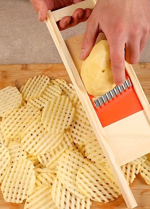 Stainless Steel Waffle Potato Cutter, Manual Lattice Vegetable Slicer Tool
